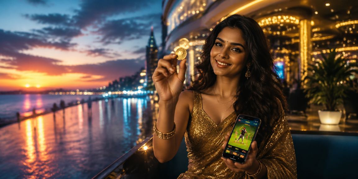 Chennai Marina Beach at night with vibrant neon lights symbolizing modern gaming entertainment